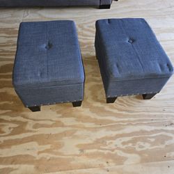 2 Blue Foot Stools 