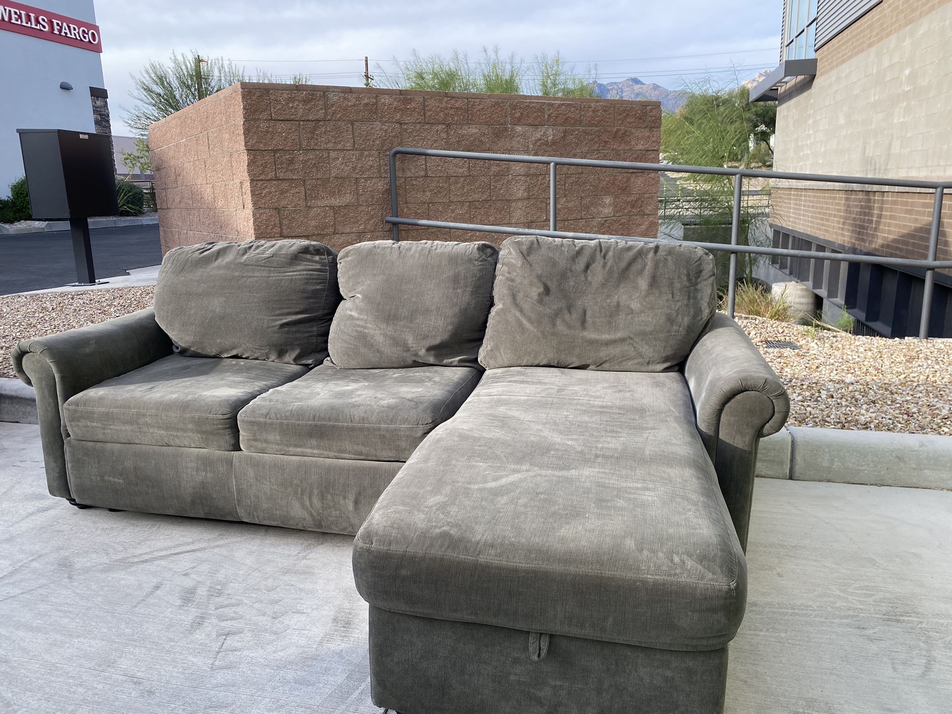 Light Green Sectional With Bed