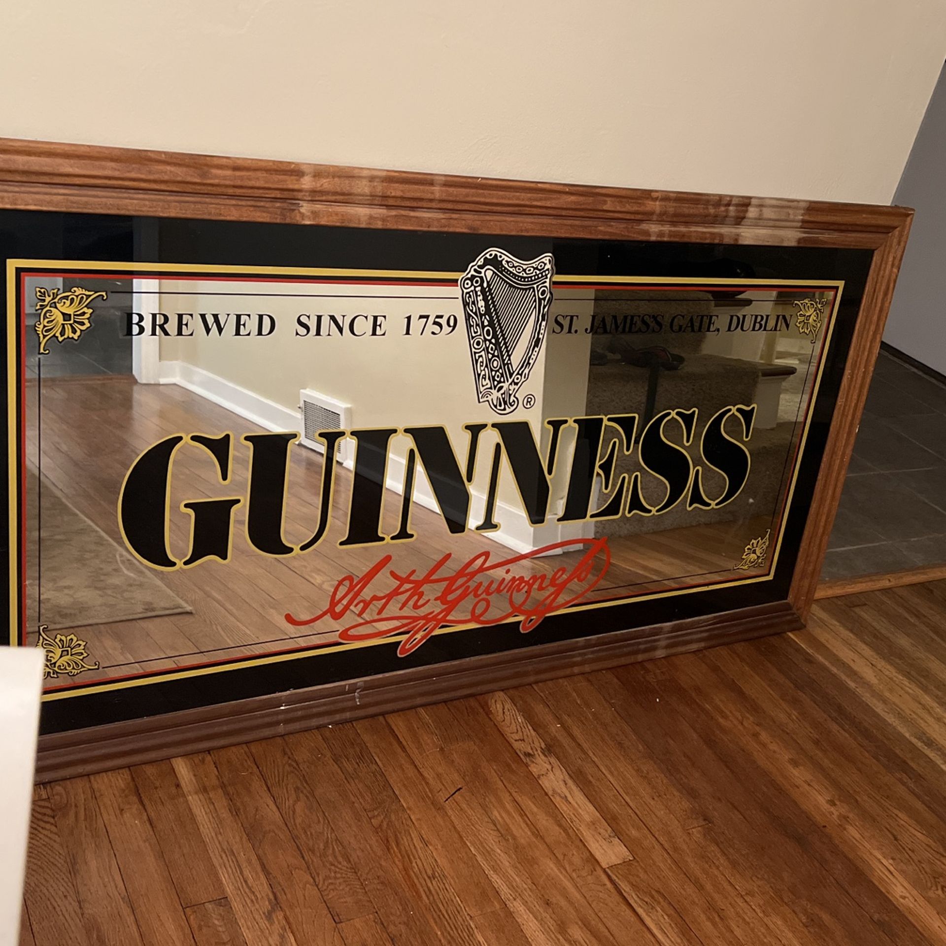 Large Guinness Beer Bar Mirror Man Cave