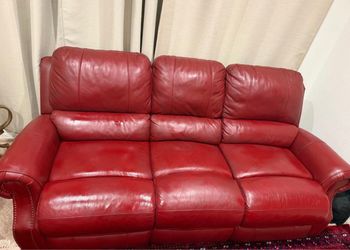Red leather reclining sofas and loveseat set