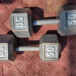 SET OF 50s   HEXHEAD DUMBBELLS
 TOTAL 100LBs. 
7111  S. WESTERN WALGREENS 
$100     CASH ONLY.  AS IS