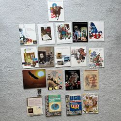 Stamp Collection - 14 mint sets, 3 stamp books, gold stamp, & Carl Eller card