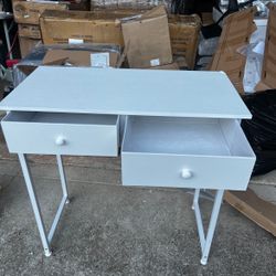White Desk with 2 Drawers slight nick on corner see last pic