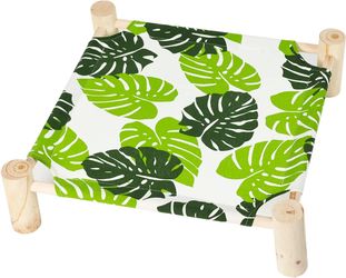 New Patas Lague Cat Hammock Bed – Green Monstera Leaf, 19x19