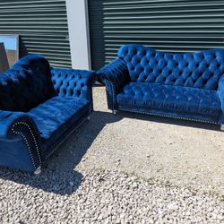 Blue 2pc Couch Set