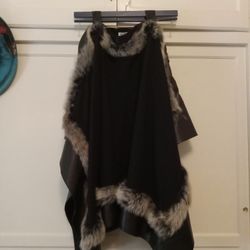 Foley & Corrina Leather /Wool Poncho Size M