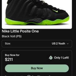 Nike Foamposites One Black/volt (Size 2y) Excellent Condition