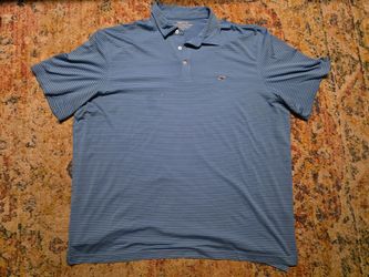 Vineyard Vines Men's Polo Size 2XL Blue Striped On The Go Sankaty Whale Logo