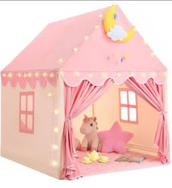GeeSound Kids Tent for Grils Indoor: with Mat, Star Lights - Pink Play Tents for Kids Indoor Playhouse