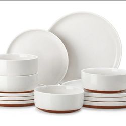 (532)
MALACASA Plates and Bowls Sets, 12 Pieces Modern Stoneware Dinnerware Set 