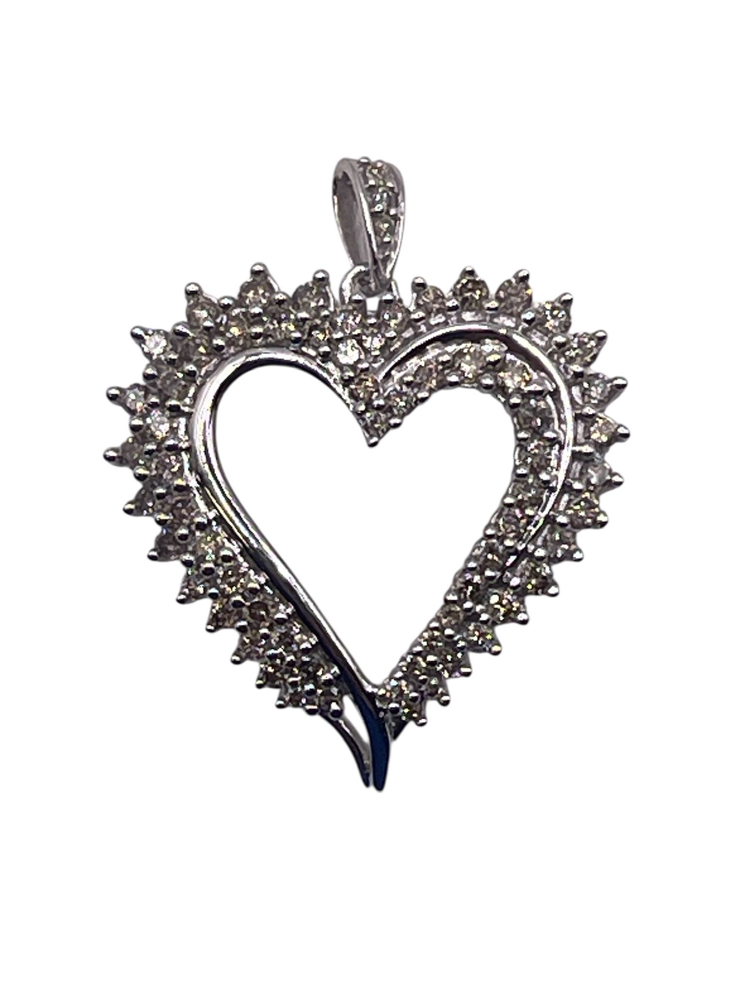 10kt White Gold Diamond Heart Pendant