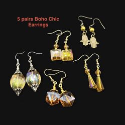 5 pairs of Boho Chic Handmade Earrings