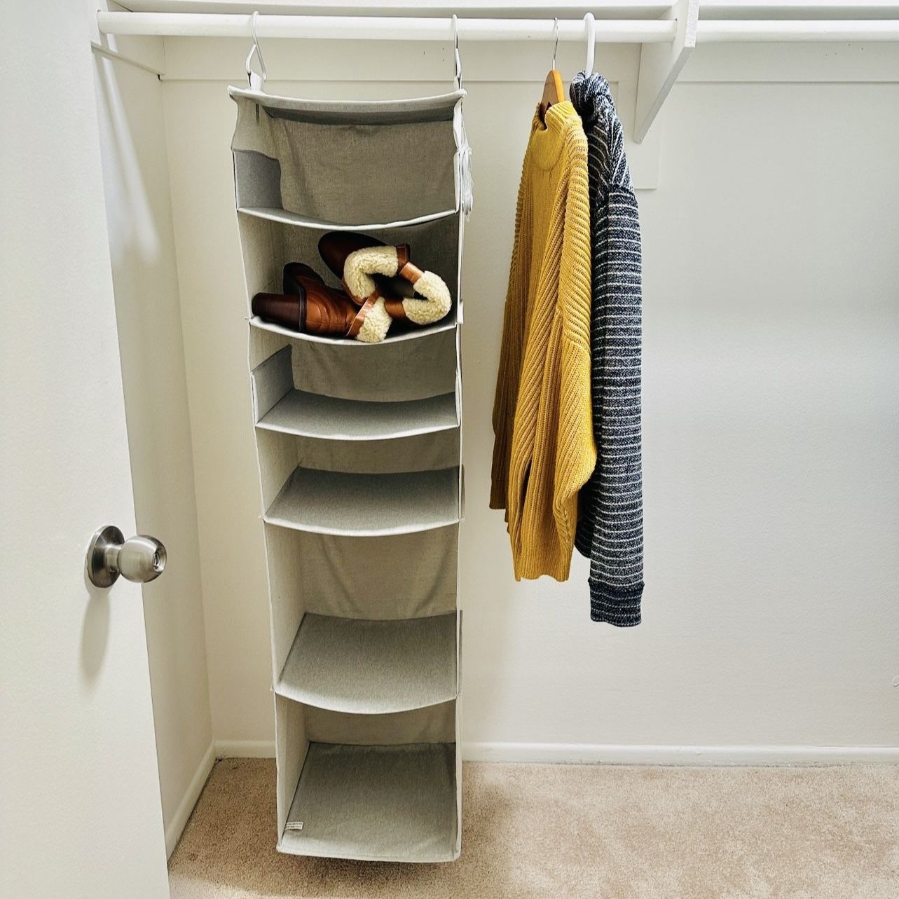 Gray Closet Organizer / Storage Container Organizer — Stores Shoes, Clothes, Hats, Etc