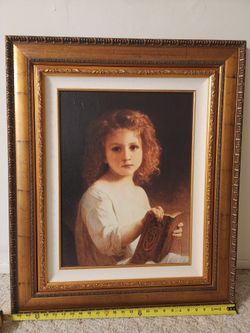 The Story Book by William Adolphe Bouguereau 32x27.Matted Framed Print