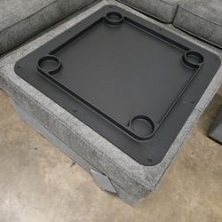 Plush Gray Storage Ottoman