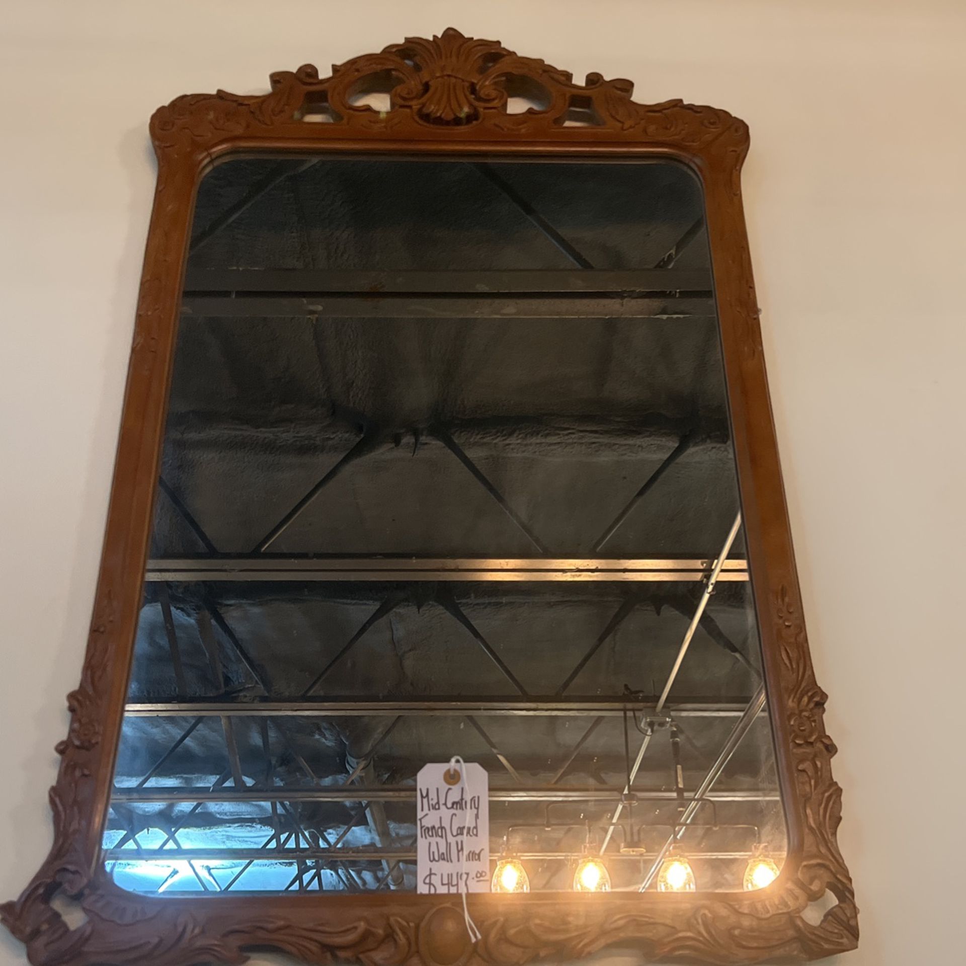 Mid Century French Carved Wall Mirror