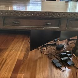 Custom Estate Desk With Carved Accents 