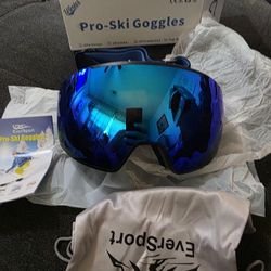 New EverSport Pro-Ski Goggles blue mirrored lens