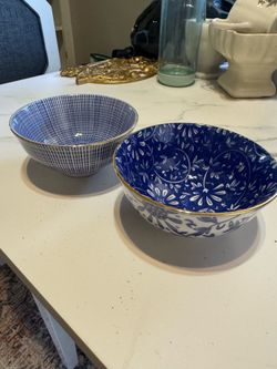 2 Blue Porcelain Bowls