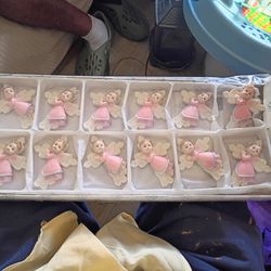 Vintage Ceramic Angel Magnets (Set Of 12)