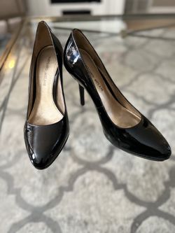 Black patent leather heels