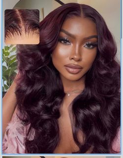 🔥Brand new 🔥 Black Cherry Loose Wave Bye Bye Knots 7x5 Lace Front Drawstring Wigs Human Hair with Face Framing Bangs Pre Everything Glueless Wig Hum