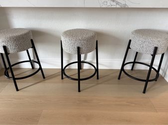 Like New CB2 Peg Upholstered Counter Stools (3)