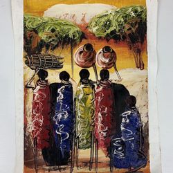 Africa Imported Oil Painted Village