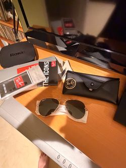 Authentic Ray ban aviator polarized gold green