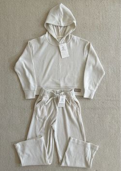 ZARA Kids Rib Wide Leg Sport Pants And Long Sleeve Hoodie Set Size 8-9