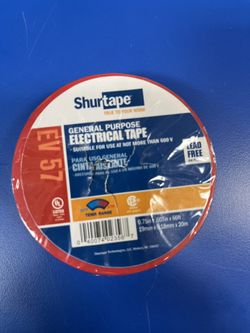 3/4" x 66' Shurtape EV 057C Electrical Tape - Red for Easy Identification
