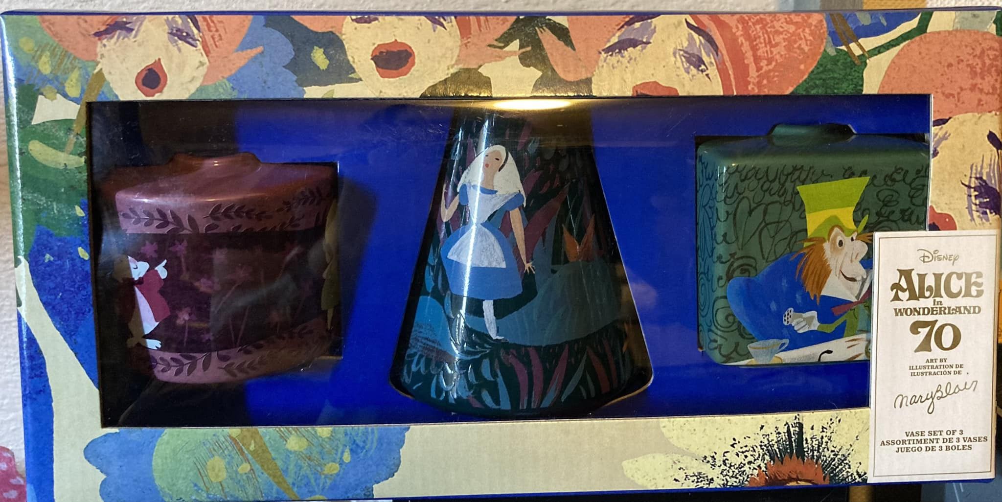 DISNEY Alice In Wonderland VASE SET of 3 (NEW)