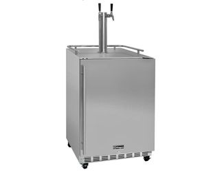 DENTED New Kegco Kegerator 24" Wide Dual Tap Stainless Steel Commercial Beer Dispenser