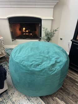 Teal Round Bean Bag Pouf – Ultimate Living Room Lounge Chair**