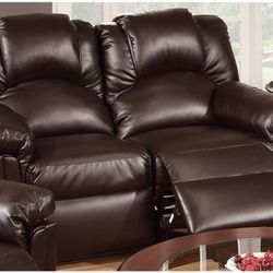 Recliner Loveseat Duo Sofa bondead leather Espresso Color
