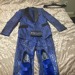 Blue Cheetah Print Style Suit
