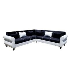 BRAND NEW 9x9ft SECTIONAL COUCHES, WHITE LEATHER combo. CUSTOM made available