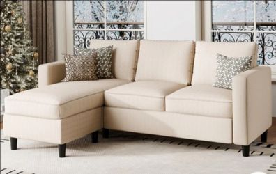 3-Seat L Shaped Small Sectional Couch Affordable Comfortable Sofa with Chaise