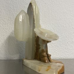 8inch Tall Onyx Hand Carved Mexican Siesta Cactus Sombrero Artisan Statue 