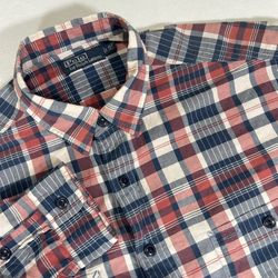 Polo Ralph Lauren Men’s 2XLT Plaid Double Front Pocket Short Sleeve Camp Shirt