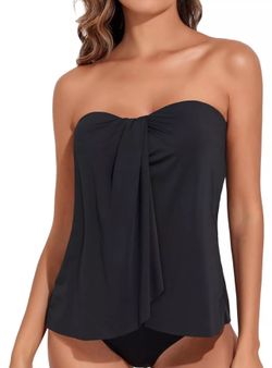 Women’s Tankini Two Piece With High Waist Black - Large 