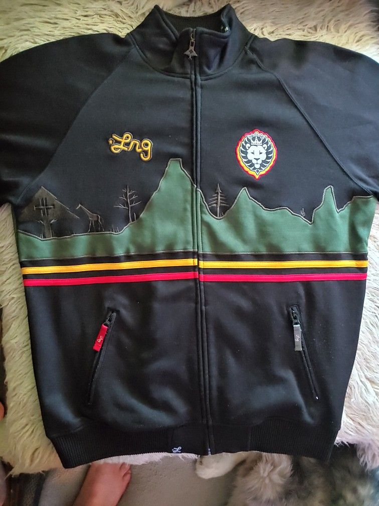 LRG Lifted Research Group Lion Rock Rasta Track Jacket Size Large L
