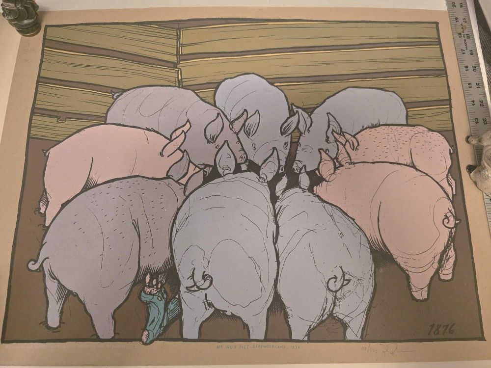 Mr. Wu's Pigs Limited Edition 118/320 Print By Jay Ryan 2010 Chicago 18x24" In VG Condition 