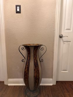 Large Decorative Metal Floor Vase