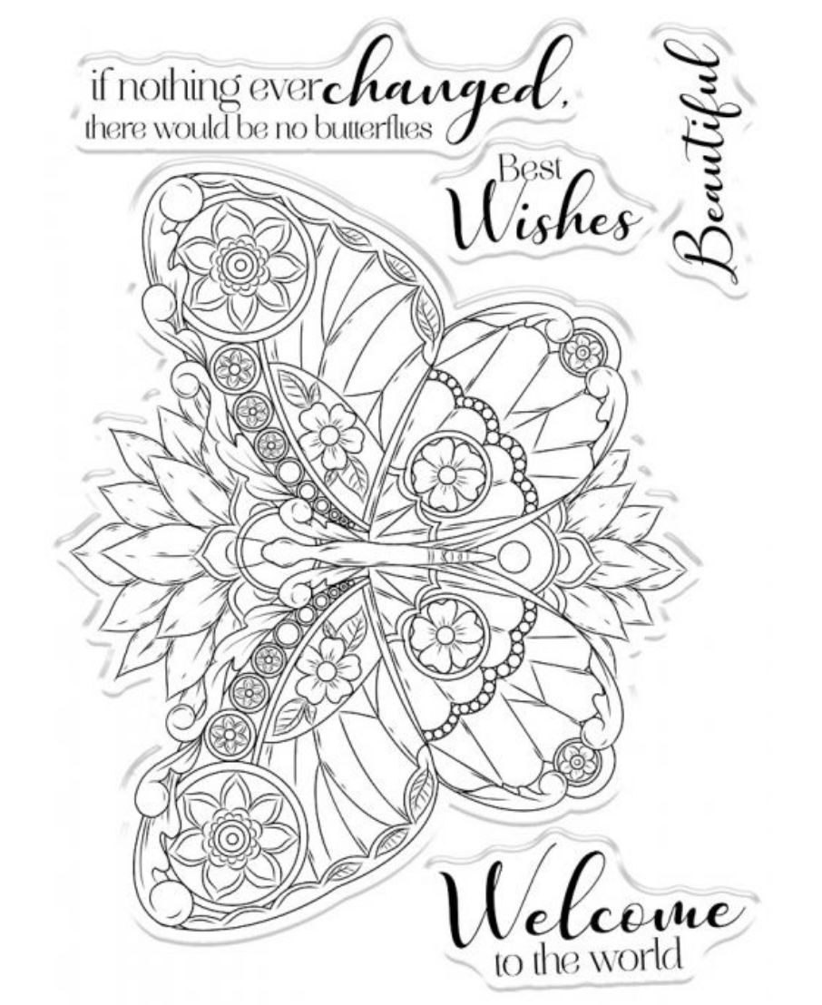 Beautiful 6pc Butterfly Stamps & Die Cut