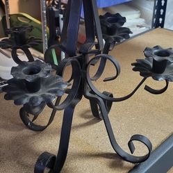 Vintage Gothic Candelabra Black Metal Table Top 4 light Candle Holder