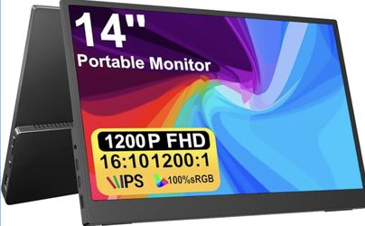 14" Portable Monitor Touchscreen, 1200P FHD IPS Travel Monitor with Tempered Glass, 10-Point Touch, Dual Speakers & Kickstand, USB-C HDMI External Mon