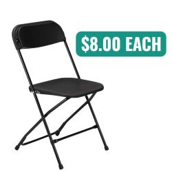 Brand New Black Plastic Folding Party Chair Heavy Duty 800 Lbs Resistance $8 Each Wholesale Price 