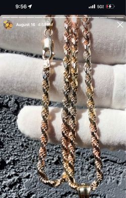 14k 3 tone gold chain