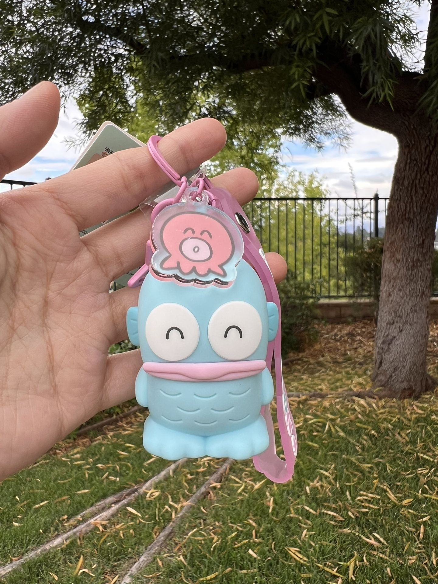 Sanrio Hangyodon Pink Strap Keychain Official Gift